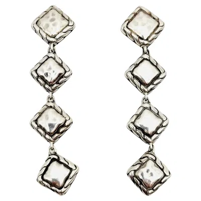 Pre-owned John Hardy Estate Palu Hammered Drop Earrings 2" Silver In Multi