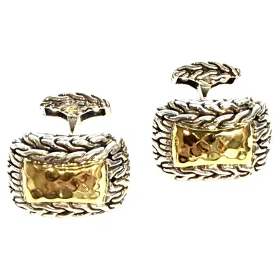 Pre-owned John Hardy Estate Sterling Silver Cufflinks 22k Yellow Gold Jh115
