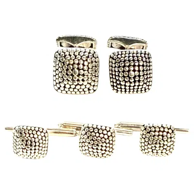 Pre-owned John Hardy Estate Tuxedo Stud & Cufflink Set Sterling Silver Jh116 In Multiple