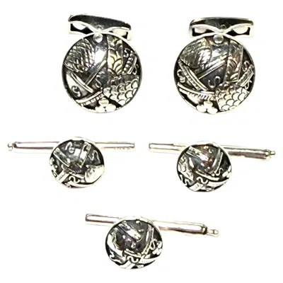 Pre-owned John Hardy Estate Tuxedo Stud & Cufflink Set Sterling Silver Jh117 In Multiple