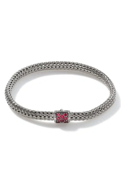 John Hardy Extra Small Classic Chain Bracelet With Red Sapphire