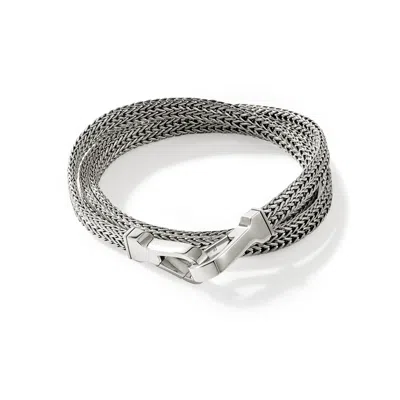 John Hardy Flat Chain Triple Wrap Bracelet In Sterling Silver