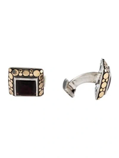 Pre-owned John Hardy Garnet Dot Cufflinks In Multi