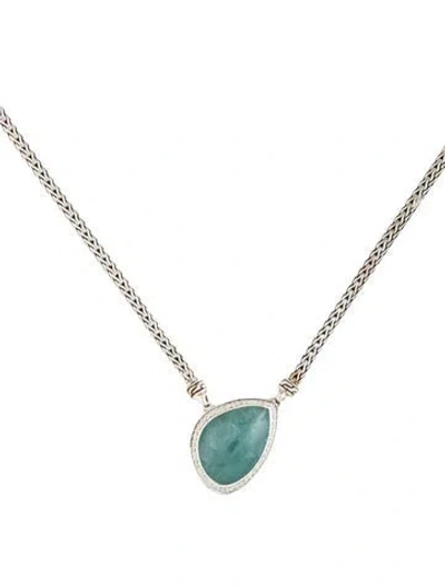 Pre-owned John Hardy Grandidierite & Diamond Pendant Necklace, 19" In Multicolor