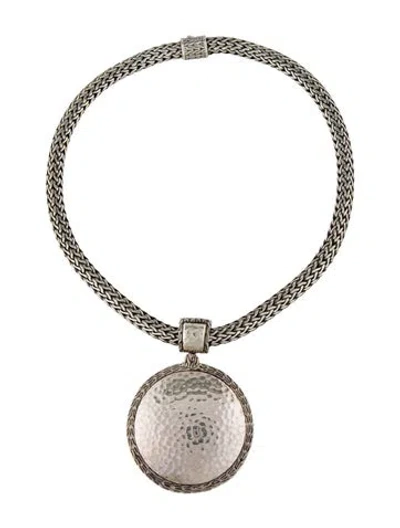 Pre-owned John Hardy Hammered Large Circle Pendant Necklace, 16" In Multi