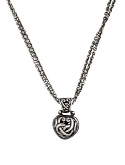 Pre-owned John Hardy Heart Pendant Necklace, 17.5" In Multicolor