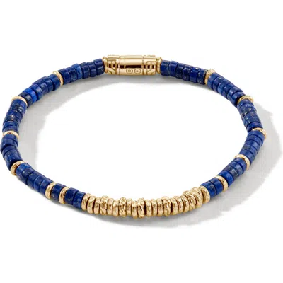 John Hardy 14k Yellow Gold Heishi Lapis Lazuli Bracelet In Blue