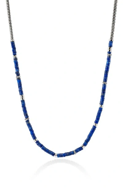 John Hardy Heishi Beaded Necklace In Silver/ Blue