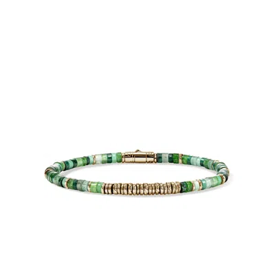 John Hardy Heishi Bracelet, Hardstones, Emeralds, Gold