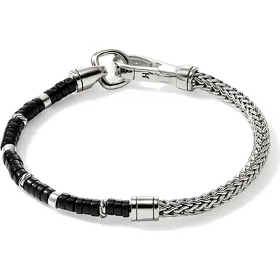 John Hardy Sterling Silver Heishi Chain Bracelet In Silver In Black