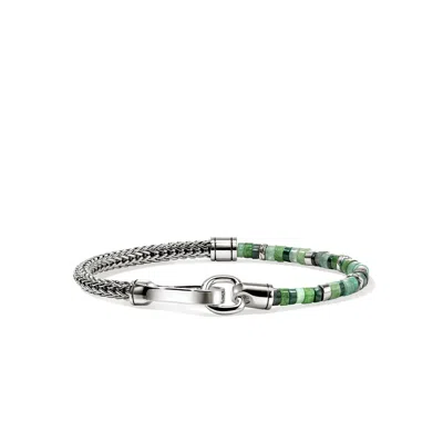 John Hardy Heishi Chain Bracelet, Sterling Silver, Hardstones, Emeralds In Green