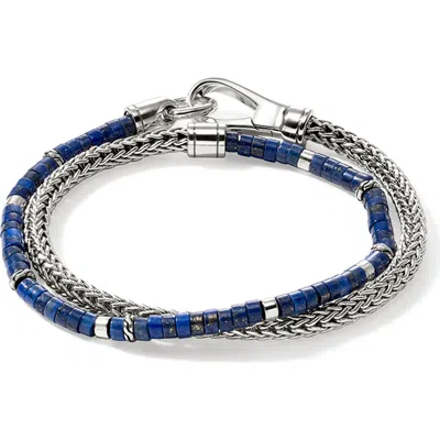 John Hardy Heishi Chain Wrap Bracelet In Silver/blue