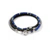 John Hardy Sterling Silver & Black Braided Leather Heishi Lapis Lazuli Beaded Triple Wrap Bracelet In Sterling Silver