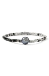 John Hardy Heishi Freshwater Pearl & Bead Silver Bracelet