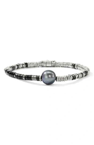 John Hardy Heishi Freshwater Pearl & Bead Silver Bracelet