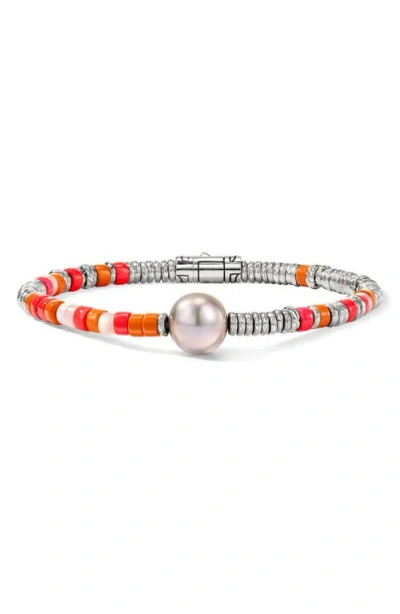 John Hardy Heishi Freshwater Pearl & Bead Silver Bracelet