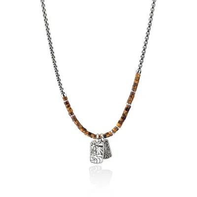 John Hardy Heishi Tag Necklace, Sterling Silver, Hardstones In Metallic