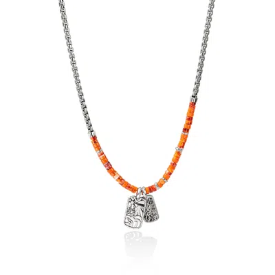 John Hardy Heishi Tag Necklace, Sterling Silver, Spiny Oyster Shells