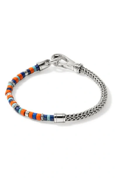 John Hardy Heishi Chain Bracelet, Silver, Gemstones In Silver/blue/orange