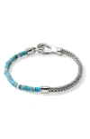 John Hardy Sterling Silver Heishi Treated Turquoise Beaded Flex Bracelet