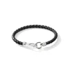 John Hardy Men's Silver Woven Leather Hook Clasp Bracelet In Black