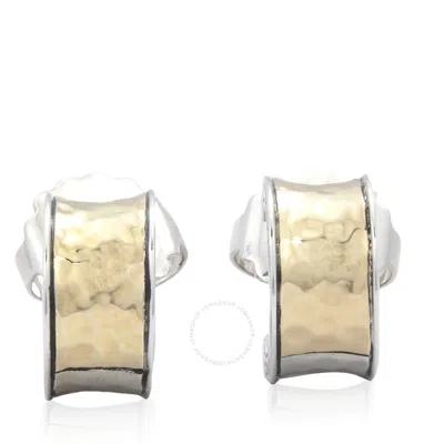 John Hardy Hoop Earrings Classic Chain 18k Yellow Gold & Sterling Silver With Diamond Hoop Earrings In Silver-tone