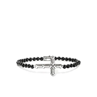 John Hardy Icon 50 Cross Bracelet, Sterling Silver, Black Onyx, 4mm