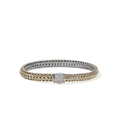 John Hardy Icon Bracelet, Reversible, Gold, Sterling Silver, Diamonds, 6.5mm