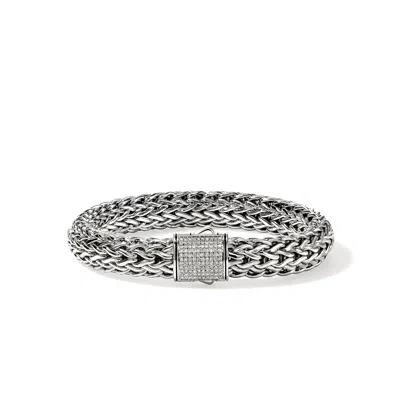 John Hardy Icon Bracelet, Sterling Silver, Diamonds, 10.5mm In Metallic