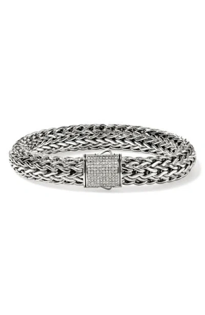John Hardy Icon Bracelet, Sterling Silver, Pavé, 10.5mm In Metallic