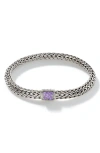 John Hardy Sterling Silver Classic Chain Black Sapphire & Amethyst Reversible Bracelet In Metallic
