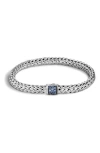John Hardy Classic Chain Sterling Silver Lava Small Bracelet With Blue Sapphire In Metallic