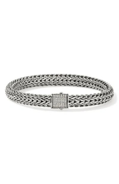 John Hardy Icon Bracelet, Sterling Silver, Pavé Diamond In Metallic