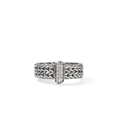 John Hardy Icon Link Bar Ring, Sterling Silver, Diamonds, 6mm