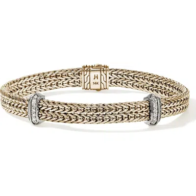 John Hardy Icon Link Diamond Station Bracelet In Gold