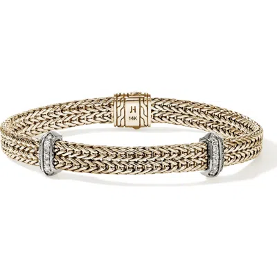 John Hardy Icon Link Diamond Station Bracelet In Gold
