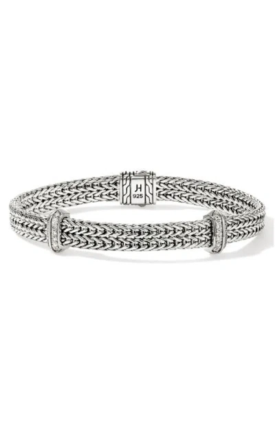 John Hardy Icon Link Diamond Station Bracelet In Silver