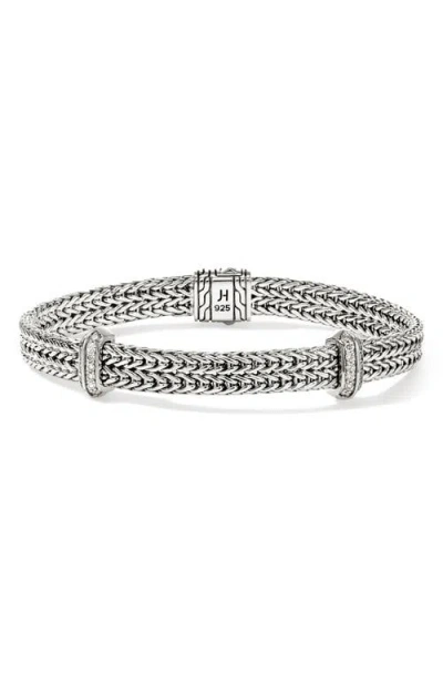 John Hardy Icon Link Diamond Station Bracelet In Silver
