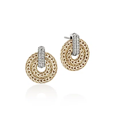 John Hardy Icon Link Earrings, Gold, Diamonds, 22mm