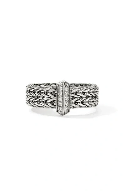 John Hardy Icon Link Pavé Diamond Ring In Silver