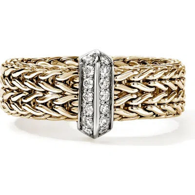 JOHN HARDY JOHN HARDY ICON LINK RING WITH DIAMONDS
