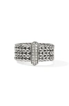 John Hardy Icon Link Ring With Diamonds In Metallic