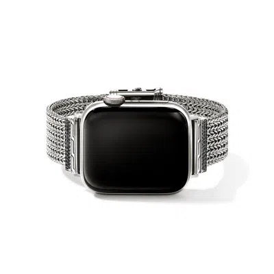John Hardy Icon Link Smart Watch Strap, Sterling Silver, Black Sapphires, 18mm In Metallic