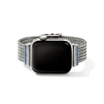 John Hardy Icon Link Smart Watch Strap, Sterling Silver, Blue Sapphires, 18mm