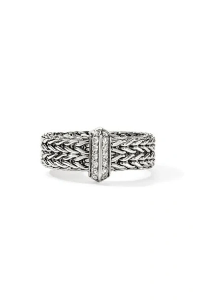 John Hardy Icon Pavé Diamond Ring In Silver