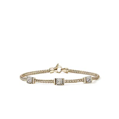 John Hardy Icon Stud Bracelet, Gold, Diamonds, 2.5mm In Red