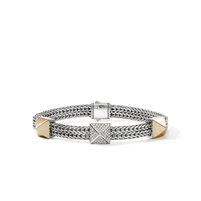 John Hardy Icon Stud Bracelet, Gold, Sterling Silver, Diamonds, 6mm