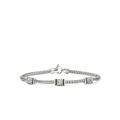 John Hardy Icon Stud Bracelet, Sterling Silver, Diamonds,  2.5mm In White