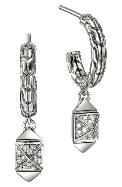 John Hardy Sterling Silver Icon Diamond Pyramid Cluster Drop Earrings In Metallic