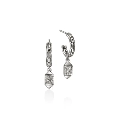 John Hardy Icon Stud Earrings, Sterling Silver, Diamonds, 5mm In Purple
